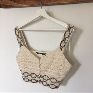 Zara crochet crème crop top Never worn #crochet... - Depop